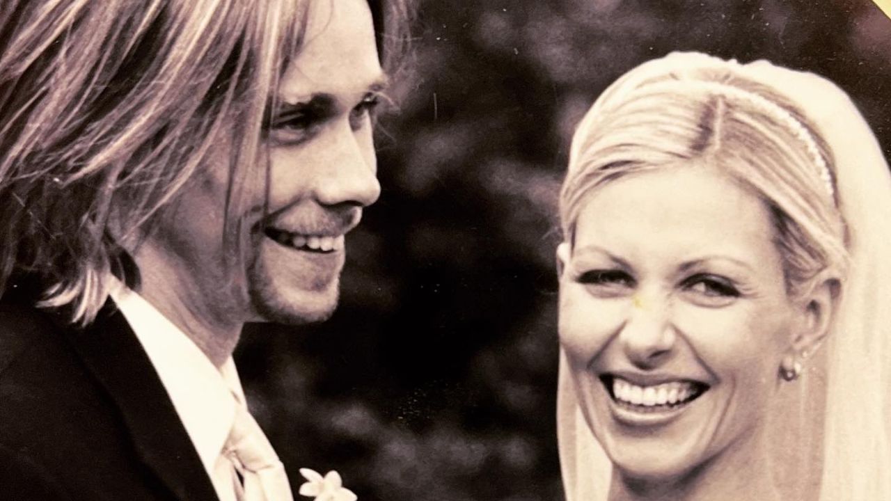 Myles Kennedy and his better half Selena wedding day photo.