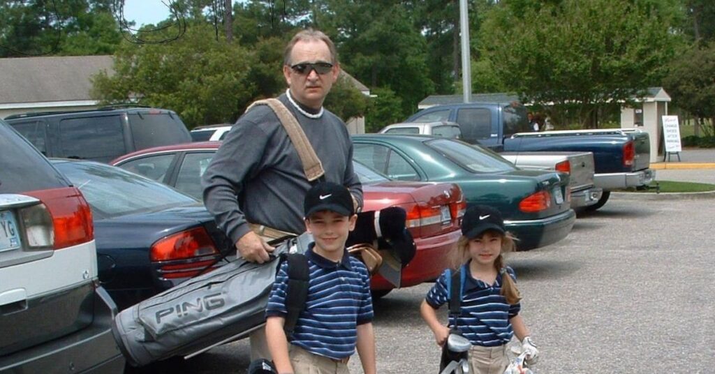 Nick Dorka childhood photo with his dad and sister.