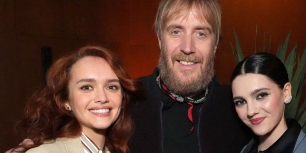 Rhys Ifans with his on-screen daughter Emily Carey and Olivia Cooke.